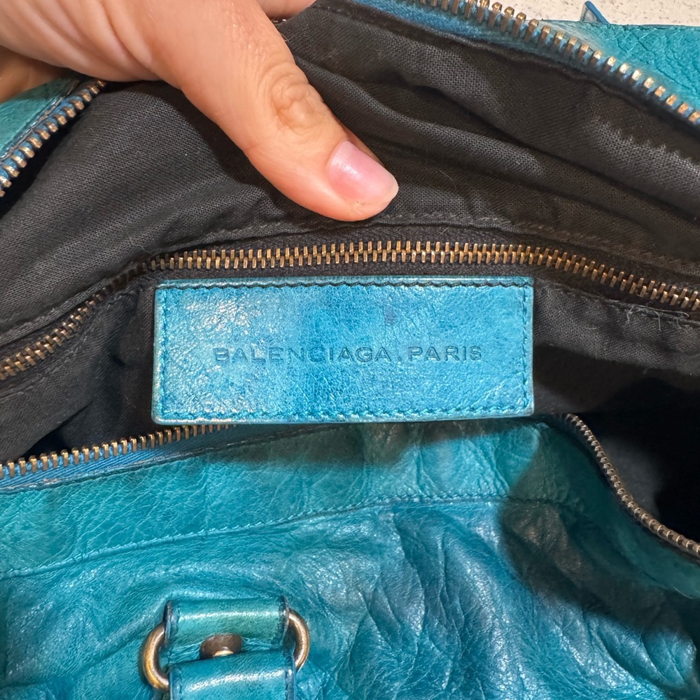 Balenciaga Twiggy Motorcycle Bag – Turquoise Chevre Leather – Authentic RARE - Picture 14 of 16
